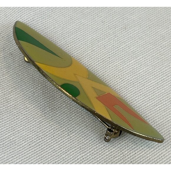 Vintage Abstract Enamel Brooch Pin 3" Multicolor Geometric 80s 90s - Picture 2 of 5